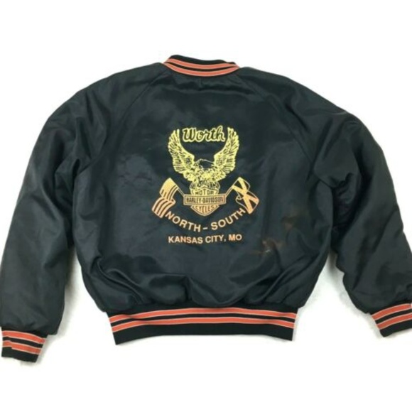 Harley-Davidson Other - Vintage HARLEY DAVIDSON Eagle Satin Bomber Jacket